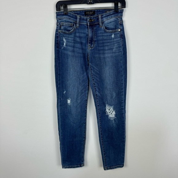 Judy Blue Slim Fit Denim Distressed Ripped Jeans - Picture 1 of 5